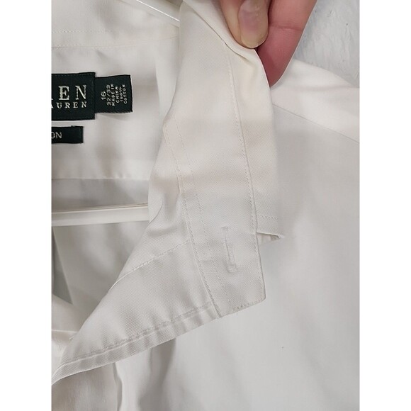 White Button Down Collared Shirt Preppy Tailored | LRL Ralph Lauren Sz 16 32/33 - Picture 6 of 8